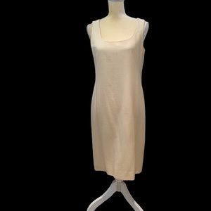 Emanuel Ungaro creme sleeveless wool textured dress. Size 6.